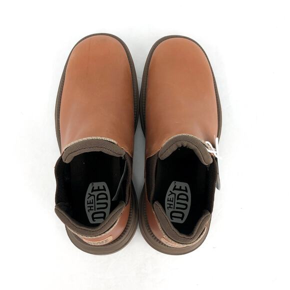 HEY DUDE Womens Branson Ankle Boots US 6 Cognac Leather Pull-On NIB - Picture 11 of 13